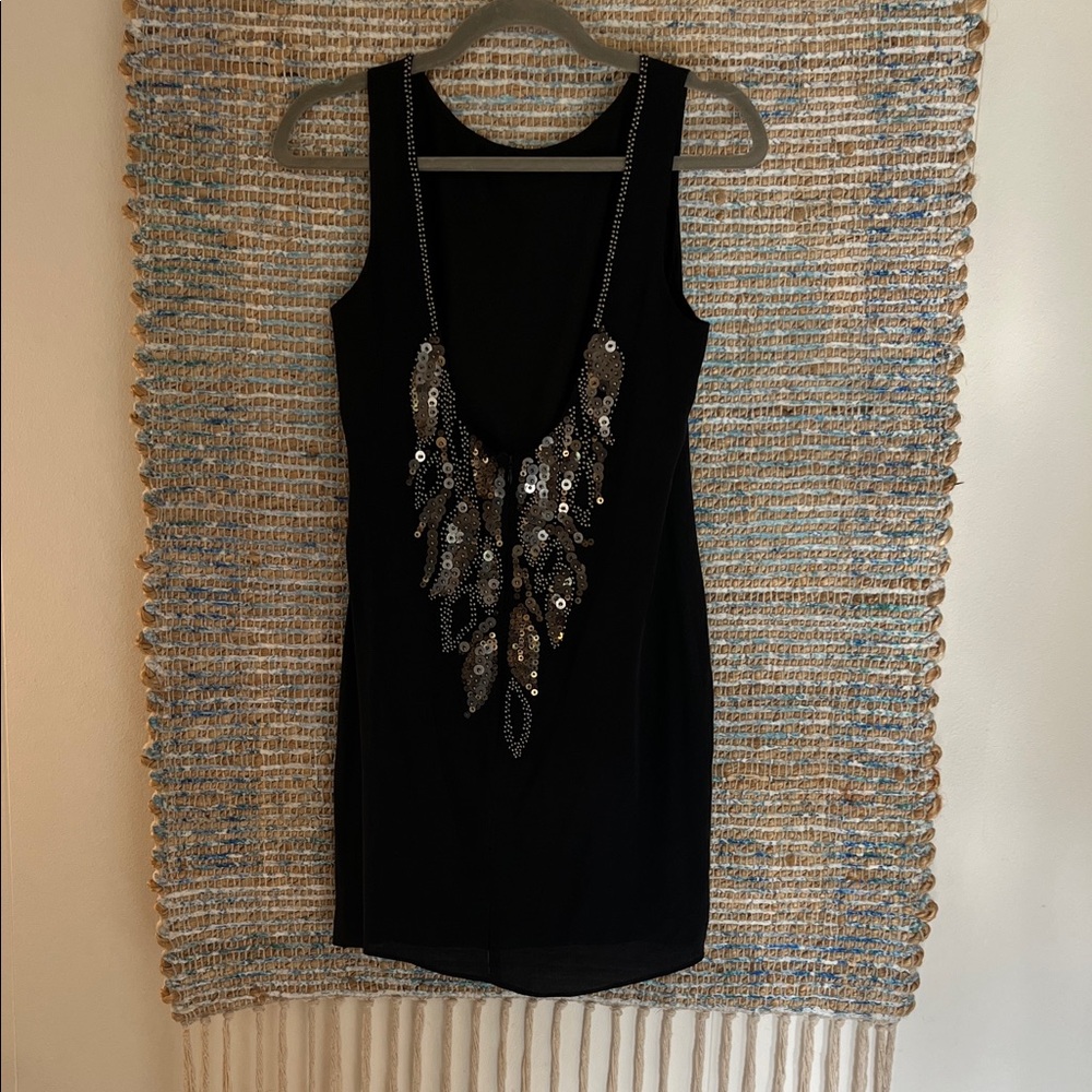 MM Couture Black Dress with Silver Sequins